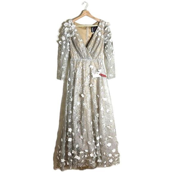 Mac Duggal FLORAL EMBELLISHED LACE A-LINE COCKTAIL DRESS size 4 - Picture 3 of 15